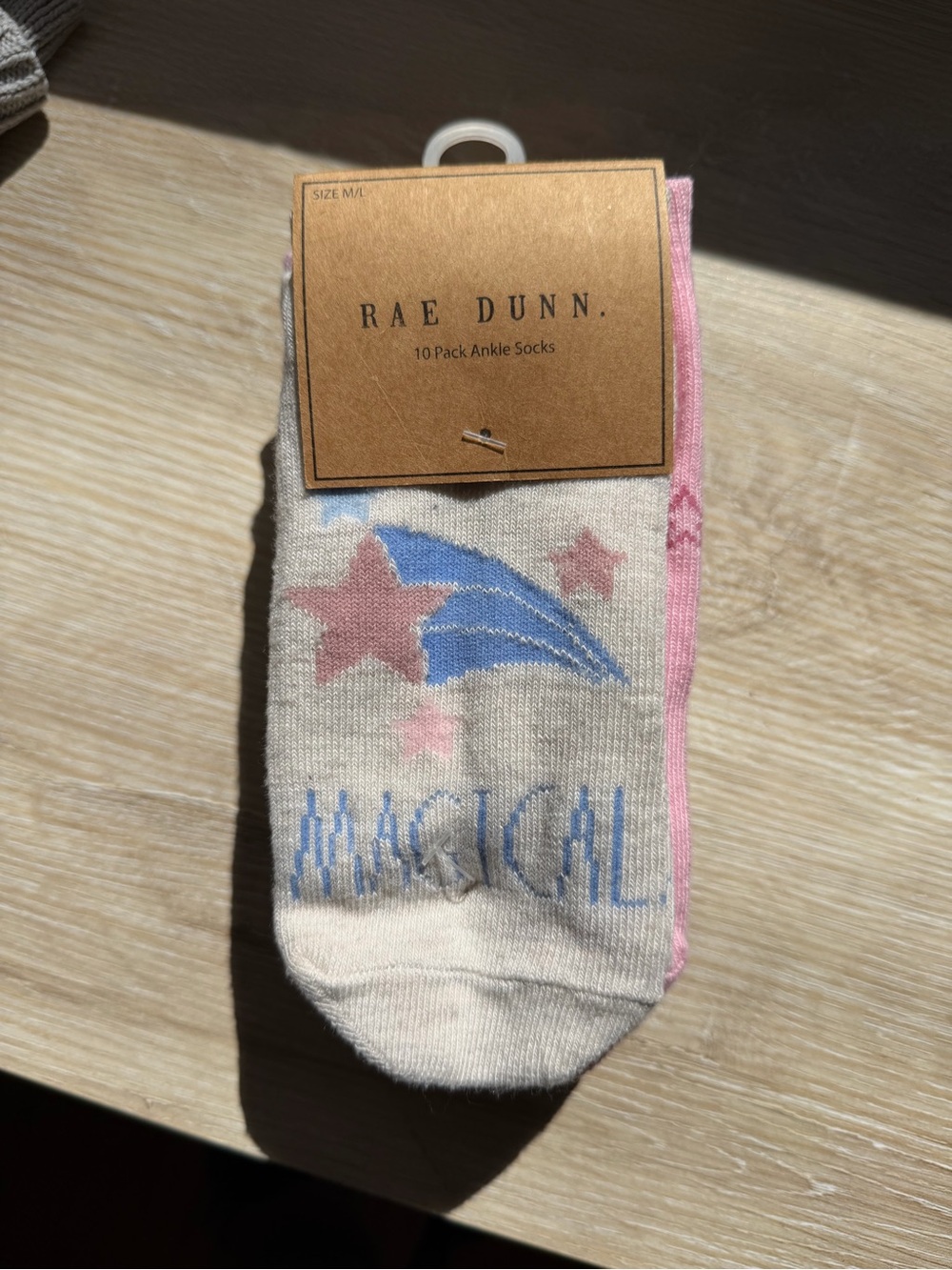 Women’s Rae Dunn Cream, Pink & Blue Magical Themed 10 Pack Ankle Socks. Size M/L